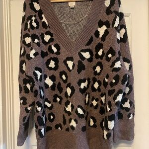 Leopard Print V-Neck Sweater